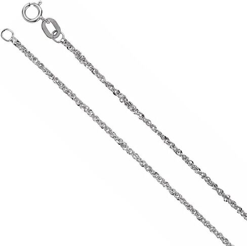 The Black Bow 1.25mm 14K White Gold Diamond Cut Solid Singapore Chain Necklace in Saudi Arabia