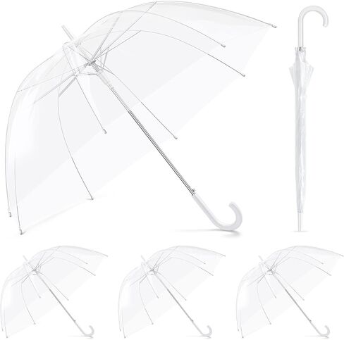 Fabbay 4 Pcs Clear Umbrella Auto Open Dome Windproof Umbrella with J Hook Handle for Wedding Graduation Events in Saudi Arabia