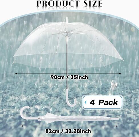 Fabbay 4 Pcs Clear Umbrella Auto Open Dome Windproof Umbrella with J Hook Handle for Wedding Graduation Events in Saudi Arabia