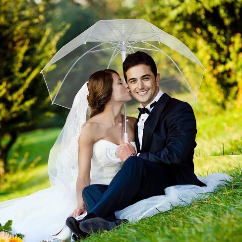 Fabbay 4 Pcs Clear Umbrella Auto Open Dome Windproof Umbrella with J Hook Handle for Wedding Graduation Events in Saudi Arabia