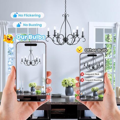 GGOYING E12 Candelabra LED Bulb 60W يعادل، 600LM مصابيح إضاءة ثريا قابلة للتعتيم، 5000K ضوء النهار الأبيض، 85+ CRI قاعدة شمعة لمبات خيوط شفافة، 4 عبوات in Kuwait