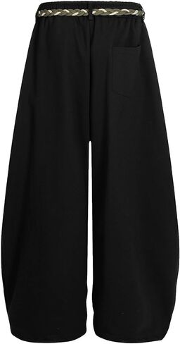 Bakyarder Unisex Wide Leg Sweatpants with Vintage Rope Belt Baggy Barrel Fit Jogger Pants Casual Streetwear Lounge Pants in Saudi Arabia