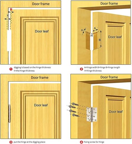 4" 5 Inches Door Butt Hinges Furniture Hardware Accessories 304 Stainless Steel Flat Thick Hinge 2Pcs(4 inch 2 Pcs) in Kuwait