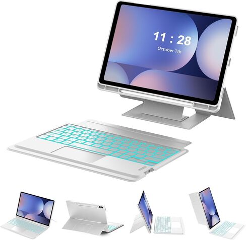 Keyboard for iPad (9",9.7",10.1",10.2",10.5",10.9",11") Tablets, Samsung Galaxy Tablet (10.4, 10.5, 10.9, 11 inch) - 7 Colors Backlit, Bluetooth Wireless USB-C Rechargeable 90 Days Battery, Black in Saudi Arabia