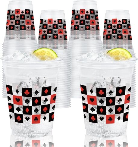 50 Pcs 12 oz 4th of July Plastic Drinkware, "I Love USA" and Patriotic Star Printed Disposable Drinkware, Red White Blue American Flag Design for Beverages, Beer, and Independence Day Party Supplies in Saudi Arabia