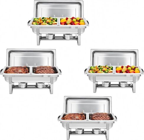 8-Piece Stainless Steel Chafing Dishes for Buffet Set with Pans & Fuel Holder, Food Warmers for Parties Buffet, Complete Buffet Servers and Warmers for Catering Events in Kuwait