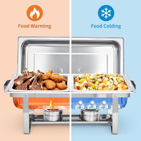 8-Piece Stainless Steel Chafing Dishes for Buffet Set with Pans & Fuel Holder, Food Warmers for Parties Buffet, Complete Buffet Servers and Warmers for Catering Events in Kuwait