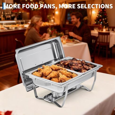 8-Piece Stainless Steel Chafing Dishes for Buffet Set with Pans & Fuel Holder, Food Warmers for Parties Buffet, Complete Buffet Servers and Warmers for Catering Events in Kuwait