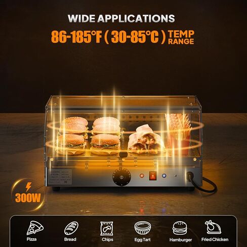 Bonnlo Commercial Food Warmer Display Pizza Warmer, Electric Countertop Food Warmer with LED Acrylic Door Removable Shelves Temp Control, Food Display Warmer for Buffet Restaurant, 120V 300W (1-Tier) in Saudi Arabia