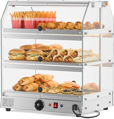 Bonnlo Commercial Food Warmer Display Pizza Warmer, Electric Countertop Food Warmer with LED Acrylic Door Removable Shelves Temp Control, Food Display Warmer for Buffet Restaurant, 120V 300W (1-Tier) in Saudi Arabia