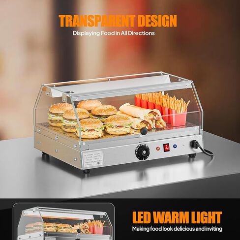 Bonnlo Commercial Food Warmer Display Pizza Warmer, Electric Countertop Food Warmer with LED Acrylic Door Removable Shelves Temp Control, Food Display Warmer for Buffet Restaurant, 120V 300W (1-Tier) in Saudi Arabia