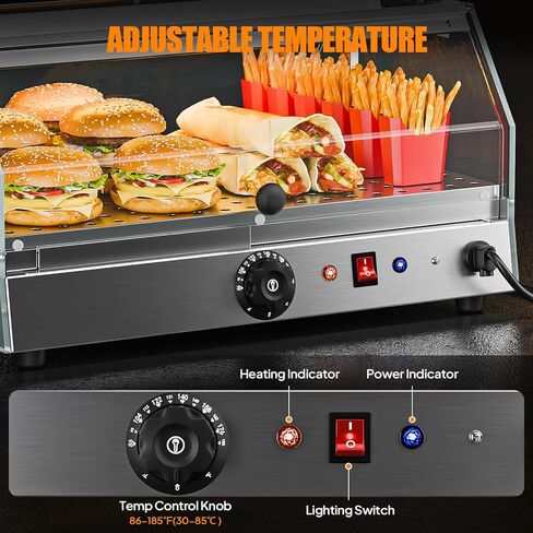 Bonnlo Commercial Food Warmer Display Pizza Warmer, Electric Countertop Food Warmer with LED Acrylic Door Removable Shelves Temp Control, Food Display Warmer for Buffet Restaurant, 120V 300W (1-Tier) in Saudi Arabia