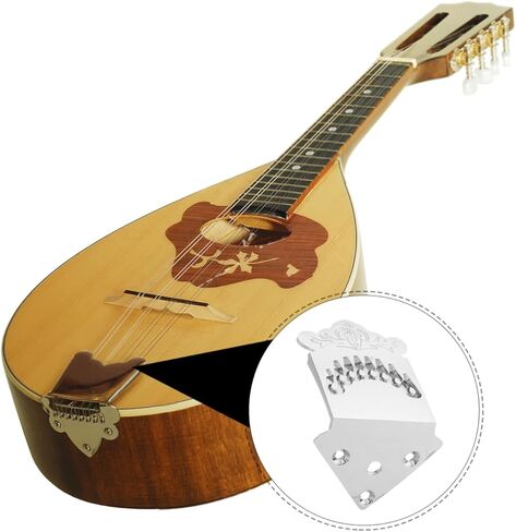 Totority Professional Metal Mandolin Tailpiece Replacement String String Part Chrome Finish Easy Install for Mandolin Repair and Upgrade in Kuwait