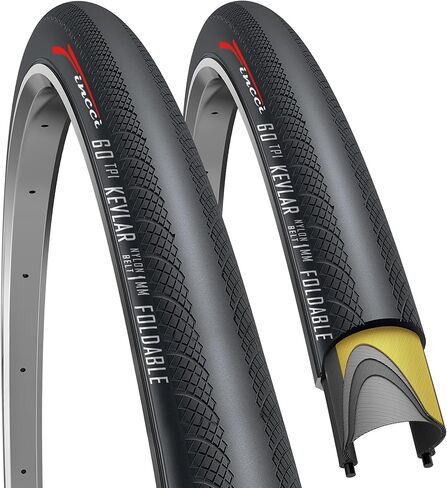 Fincci 700x28c Foldable Road Bike Tire with Reflective Sidewall – 28-622 – 60 TPI – 1mm Anti-Puncture Protection – Racing & Touring Bicycle Tires – Pack of 2 in Saudi Arabia