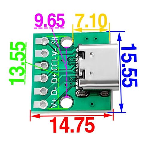 Fengpeng 5/10/20 قطعة USB Type-C أنثى اختبار لوحة دارات مطبوعة محول نوع C 6Pin 2.54 مم مقبس توصيل لنقل كابل سلك البيانات (10 قطع) in Kuwait
