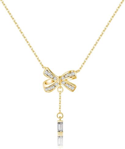 Sluynz Solid 925 Sterling Silver Bow y Netlace للنساء المراهقات CZ CZ Bowknot قلادة in Kuwait