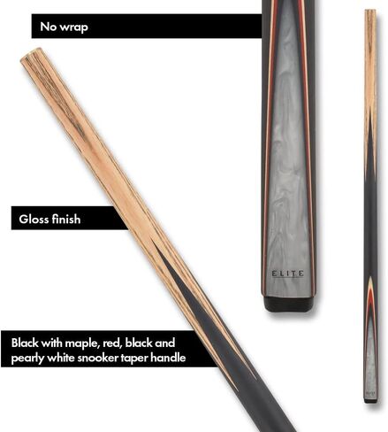 Elite ELSNK13 Snooker Pool Cue - Blonde Ash, Black Stained Maple with Red, Black, and Pearly White in Saudi Arabia