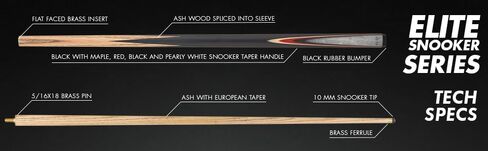 Elite ELSNK13 Snooker Pool Cue - Blonde Ash, Black Stained Maple with Red, Black, and Pearly White in Saudi Arabia