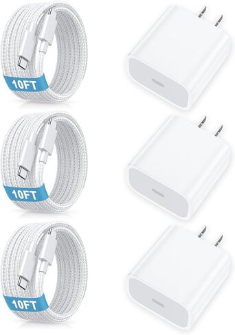 [4 عبوات] شاحن حائط USB-C، محول طاقة USB-C بقدرة 20 وات للهاتف 15/14/13/15 Pro/Pro Max/Plus/XS/XR/X، Galaxy، Pixel، i Pad والمزيد in Kuwait