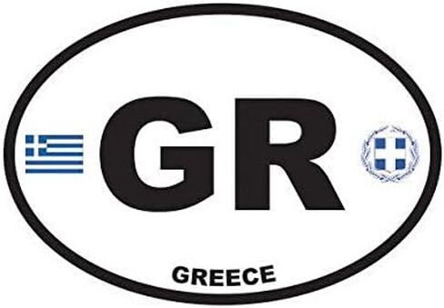 Greece Oval Sticker Decal Vinyl Greek Country Code Euro GR v2 5" Bumper Locker Laptop Window - Sticks to Any Surface. in Saudi Arabia
