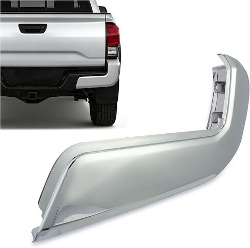 ECOTRIC Rear Bumper End Caps RH Compatible with 2016-2024 Toyota Tacoma w/o Parking Sensors Holes Chrome Covers Corner Extension Replacement for TO1105131 Passenger side in Saudi Arabia
