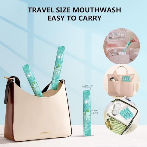 Mouthwash Travel Size Portable Packets to Go, Alcohol & Fluoride Free Fresh Mint MouthwashStrips for Superior Oral Hygiene,30 Individual Disposable Mouthwash Packs(Pack of 30) in Kuwait