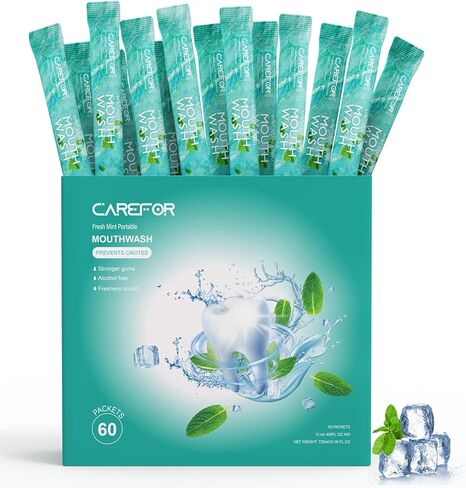 Mouthwash Travel Size Portable Packets to Go, Alcohol & Fluoride Free Fresh Mint MouthwashStrips for Superior Oral Hygiene,30 Individual Disposable Mouthwash Packs(Pack of 30) in Kuwait