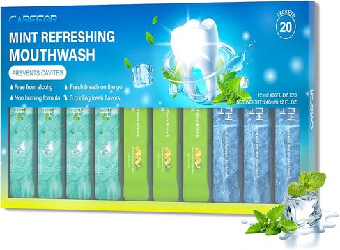 Mouthwash Travel Size Portable Packets to Go, Alcohol & Fluoride Free Fresh Mint MouthwashStrips for Superior Oral Hygiene,30 Individual Disposable Mouthwash Packs(Pack of 30) in Kuwait