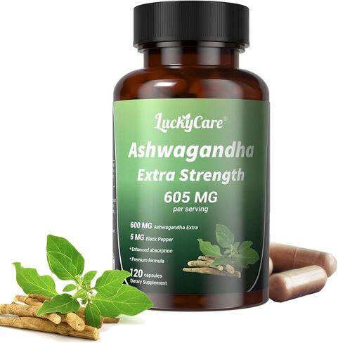 مستخلص Ashwagandha ، كبسولات قوة إضافية مع مستخلص الفلفل الأسود ، صيغة مستخلص الجذر الممتاز - مصنوعة في الولايات المتحدة الأمريكية (600 ملغ ، 120 كبسولة) in Kuwait