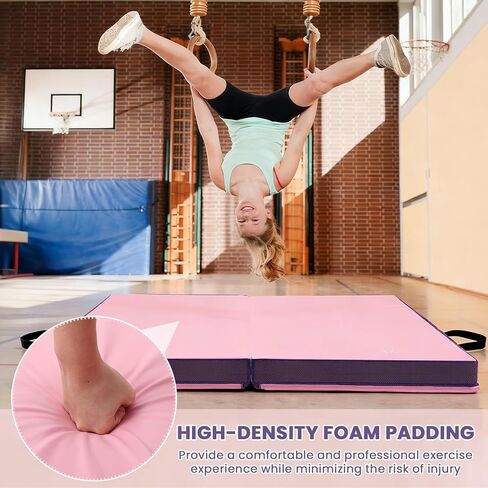 Nuanchu 4'' Thick Folding Gymnastics Mat 4ft x 4ft Gymnastics Practice Mats for Tumbling for Girl Stretching Yoga Pilates Aerobics Workouts Cheerleading Martial Arts in Saudi Arabia