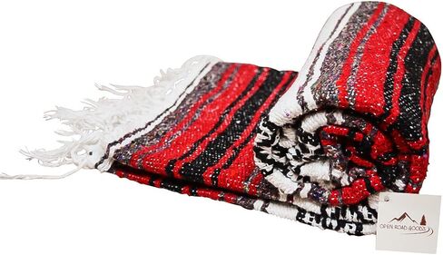 بطانية مكسيكية زرقاء من Open Road Goods - بطانية Serape Falsa الأصلية - مصنوعة يدويًا in Kuwait
