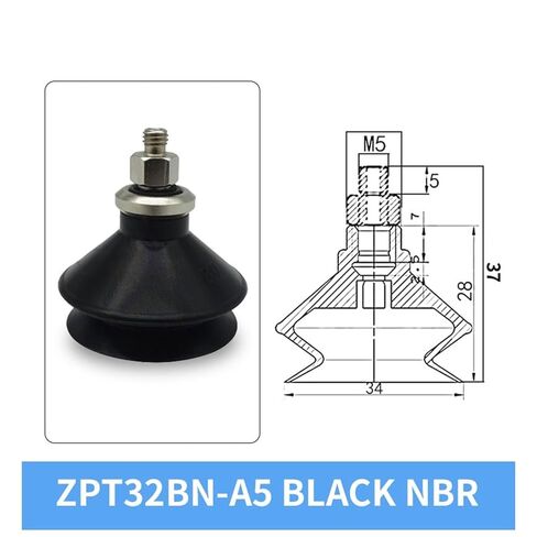 1Pcs ZPT20BN/BS-A5/A6 ZPT25BN/BS-A5/A6 ZPT32BN/BS-A5/A6 White Silicone 20/25/32MM Pneumatic Vacuum Sucker(ZPT32BN-A5 Short) in Saudi Arabia
