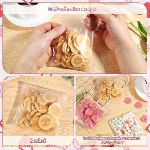 200 Pcs 4x5.5in Self Sealing Cellophane Bags, Clear Resealable Treat Bags for Gift Packaging Goodie Candy Cookie Popcorn for Wedding Valentines Easter Christmas Birthday Party Favor in Saudi Arabia