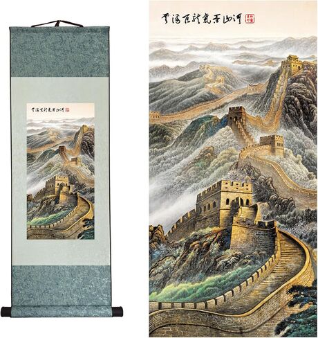 Teflay Chinese Painting Hanging Scroll Peacock Resting Picture Zen Flower and Bird Painting Silk Ink Scroll Chinese Study Decoration Solid Wood Matte Mounting 15.75in x 42.32in in Saudi Arabia