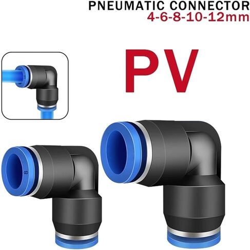 هوائي سريع تركيب PV 90 درجة الكوع البلاستيك 4 مللي متر 6 مللي متر 8 مللي متر 10 مللي متر أجزاء الهواء الأنابيب دفع في موصل المياه 2 طريقة 50 قطعة (Pv-6) in Kuwait