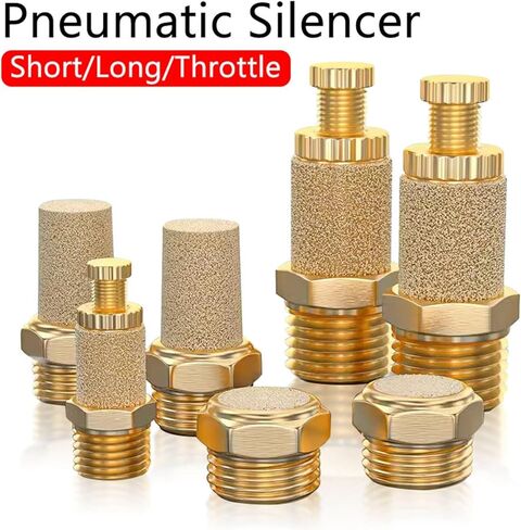 10Pcs Pneumatic Exhaust Muffler Brass 1/8 1/4 3/8 1/2 Inch M5 Silencers Fitting Noise Filter Reducer Connector Copper(Long-M5) in Saudi Arabia