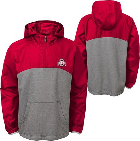 سترة بغطاء للرأس للأولاد من Outerstuff NCAA Ohio State Buckeyes للأولاد (4-7) بأكمام طويلة ومقاومة للطقس وربع سحاب in Saudi Arabia