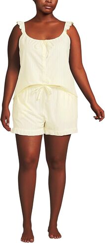 Lands 'End Women's Poplin 2 قطعة Pajama Set - Tank Top and Shorts in Saudi Arabia