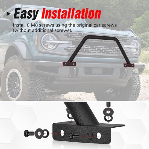 Bull Bar مع إطار لوحة الترخيص وشريط LED LED متوافق مع 2007-2021 Toyota Tundra ، الشاحن in Saudi Arabia