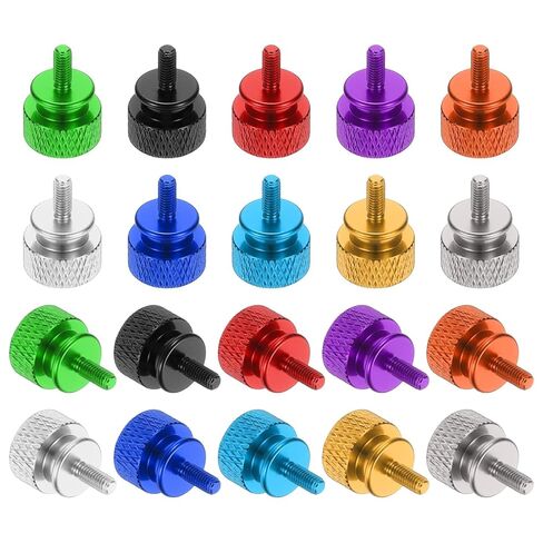 MECCANIXITY 10 Pcs M3x7mm Knurled Thumb Screw Computer Case Threaded Hand Tighten Screws Aluminum Alloy for PC Case, Green/Black/Red/Purple/Orange/Silver/Deep Blue/Light Blue/Gold/Gray in Saudi Arabia
