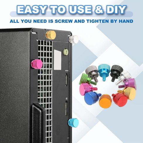 MECCANIXITY 10 Pcs M3x7mm Knurled Thumb Screw Computer Case Threaded Hand Tighten Screws Aluminum Alloy for PC Case, Green/Black/Red/Purple/Orange/Silver/Deep Blue/Light Blue/Gold/Gray in Saudi Arabia