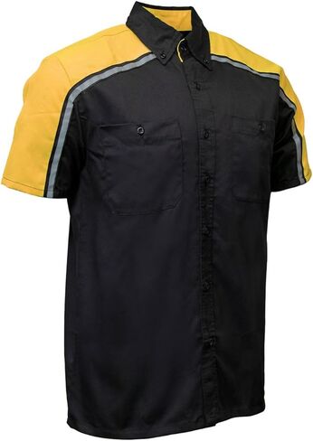 Milwaukee Motorcycle Clothing Co. MDM11609 Men's Black and Blue Button Up Mechanic Shirt w/Reflective Stripe in Saudi Arabia