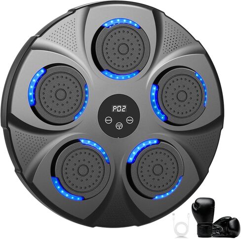 Music Boxing Machine, Bluetooth, Portable Electronic Music Boxing Machine with Boxing Gloves, Adult & Kids Training Equipment for Home, Gym, Office Fitness Workout in Saudi Arabia
