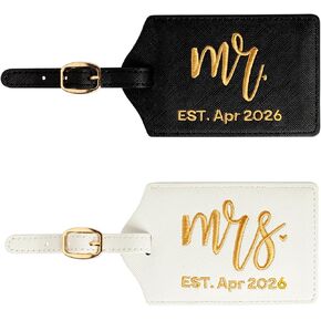 Mr and Mrs Est Luggage Tag, Embroidered Mr Mrs Luggage Tag with Est Date, Honeymoon Suitcase Accessories, Wedding Gift for Couples, Bridal Shower Present (Est Jul 2025) in Kuwait