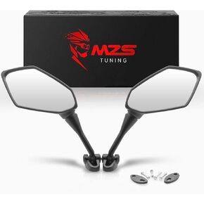 MZS Motorcycle Handlebar Mirrors, Foldable ATV Rear View Mirrors with CNC Mount Clamp, Universal 8mm 10mm Motorbike Mirror Accessories Black fit for Street Adventure Bike Electric Ebike Scooter Quad in Kuwait