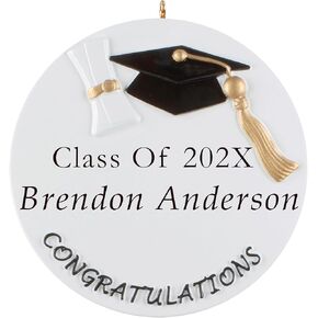 فئة زخرفة التخرج المخصصة لعام 2025 | تخصيص 24 ساعة مجاني | ليزر محفور في المدرسة الثانوية الحلي عيد الميلاد لشجرة | هدية مخصصة ملفوفة التذاكرع ذي تذكار غراد الخريجين للخريجين in Kuwait