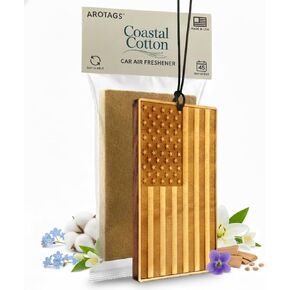 Arotags Wood Diffuser Air Air Freshener ، USA Flag Design مع وسادة تعزيز الرائحة ، رائحة سوداء ، طويلة الأمد ، مزيل الرائحة ، American Made in Kuwait