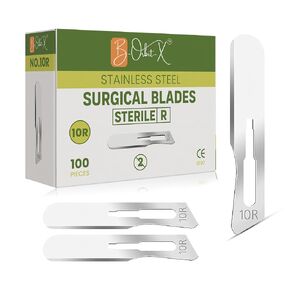 10R Dermaplane Blades – Stainless Steel Dermaplaning Scalpel Blades, Disposable, 100 Pack Individually Wrapped, Fits Standard Dermaplane Razor Professional Handles (10R) in Saudi Arabia