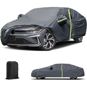 Waterproof Car Cover for 2011-2025 VW Jetta, All Weather Sedan Outdoor Sun UV Rain Dust Snow Wind Protection Cover for Automobiles with Zipper Door & Windproof Bands in Saudi Arabia