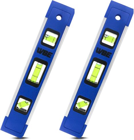 9-Inch Magnetic Torpedo Level,Yellow Aluminum Magnetic Torpedo Level, 180/90/45 Degree Bubbles With Shock Absorbing End Caps (BLUE, 2 Pack) in Saudi Arabia
